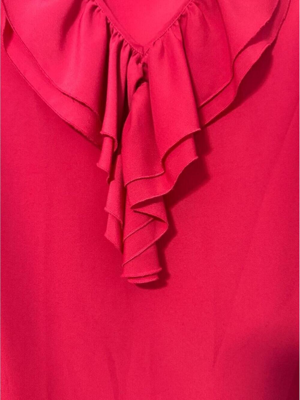 Alex Marie Hot Pink Sleeveless Ruffle Front Blouse Size Small - Picture 3 of 6